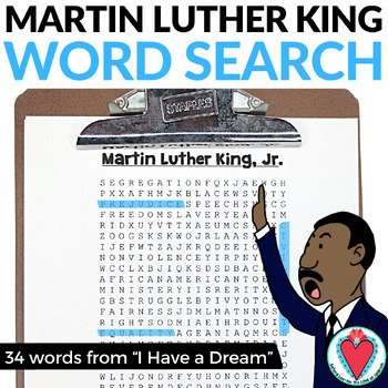 Preview of Black History Month I Have a Dream Speech Activity Vocabulary WORD SEARCH