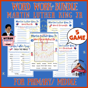 Preview of Dr. Martin Luther King Word work BUNDLE phonic centers main idea middle 9th 10th
