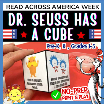 Preview of Dr SEUSS-HAS-A-CUBE Activity Printable Game No Prep|Oh The Places Youll Go 2024