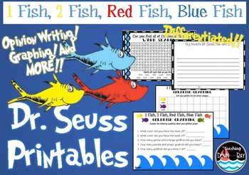 Preview of 1 Fish 2 Fish Red Fish Blue Fish printables