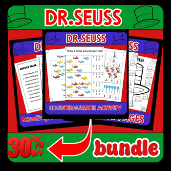 Preview of Dr.Seuss Reading comprehension Coloring pages & Math