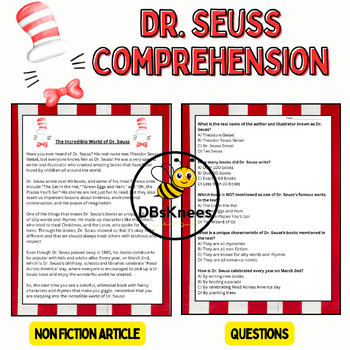 Dr. Seuss Comprehension by DBsKnees | TPT