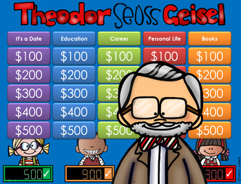Preview of Theodor Seuss Geisel - Jeopardy Style Game Show - GC Distance Learning