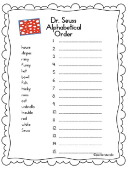 Dr. Seuss Activities first, second, third grade by parkerpurple | TpT