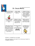 Dr. Seuss Activity Menu