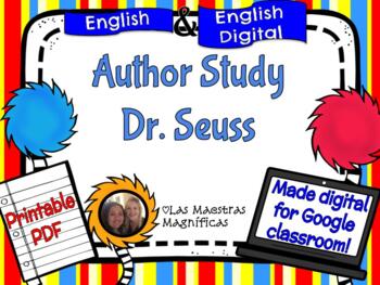 Preview of Dr. Seuss Author Study (PDF & Google Slides) Printable and Digital