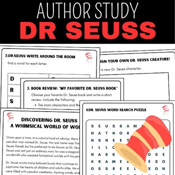 Dr Seuss Author Study Worksheets and Activities with Answer keys