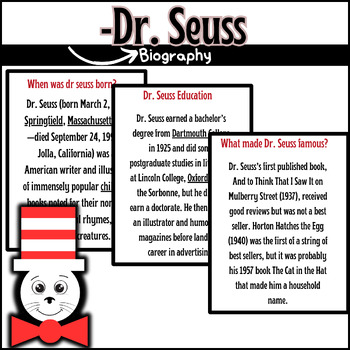 Dr Seuss Biography by Malika store Maghrous | TPT