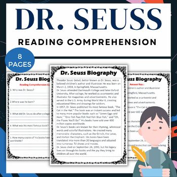 Dr. Seuss Biography Reading Comprehension Worksheet Read Across America
