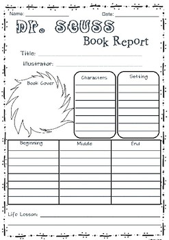Dr. Seuss Book Report Form