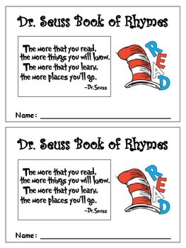 Dr Seuss Book of Rhymes by Clark's Kiddies | Teachers Pay Teachers