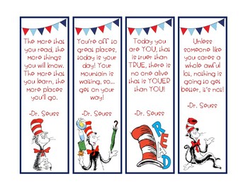 Dr. Seuss Bookmarks - Freebie! By Mrs Ely's Classroom 