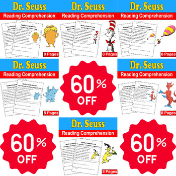 Dr. Seuss Bundle: 48 Reading Comprehension | Dr. Seuss Day for k-2