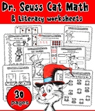 Dr. Seuss Cat Math & Literacy worksheets writing Craft Activity