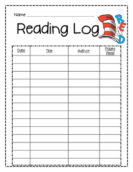 Dr. Seuss Cat in the Hat Reading Log by Lucci Luc's Whimsical Whims