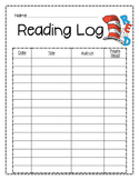 Dr. Seuss Cat in the Hat Reading Log