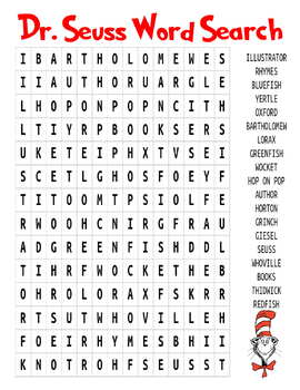 Dr Seuss Cat in the Hat read across america word search activity lesson