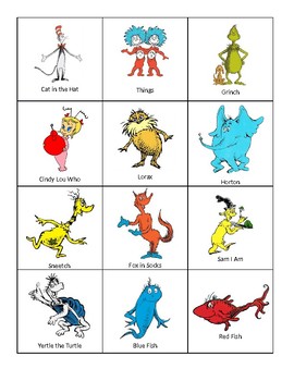 Preview of Dr. Seuss Character Cards