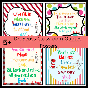 Preview of Dr. Seuss Classroom Quotes Posters| Inspirational Quotes| School Decorations