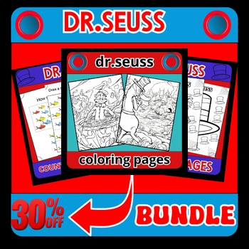 Preview of Dr.Seuss Coloring Pages Reading comprehension & Math activities Bundle