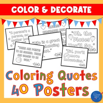 Dr. Seuss Coloring Quotes - 40 Posters - Read Across America - Reading ...