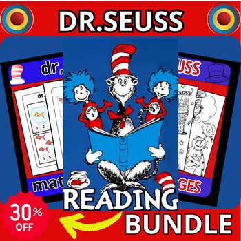 Preview of Dr.Seuss Counting Math Activity Coloring Pages Reading Comprehension BUNDLE