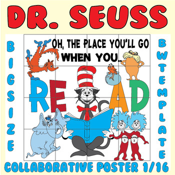 Dr. Seuss Crafts Collaborative Posters Reading Month Activities Coloring