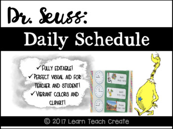 Preview of Dr. Seuss Daily Schedule