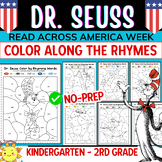 Dr Seuss Day COLORING ALONG RHYMES Pages|Read Across Ameri