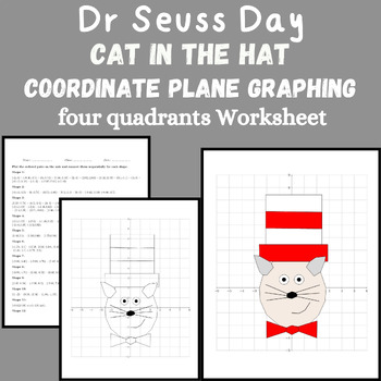 Preview of Dr. Seuss Day Cat in The Hat Coordinate Graphing Mystery Picture Plotting Points