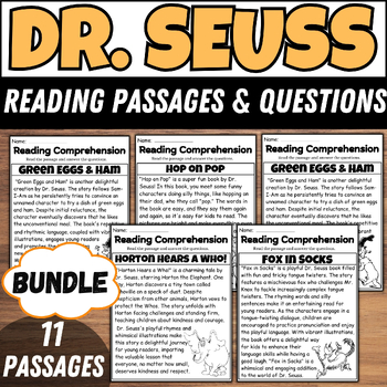 Dr. Seuss Day & Read Across America Week Reading Comprehension Passages ...