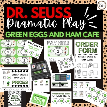 Preview of Dr. Seuss Dramatic Play Center| Dr. Seuss Week Activity| Green Eggs & Ham Cafe