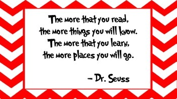 Dr. Seuss Inspirational Quotes Red Chevron | TPT