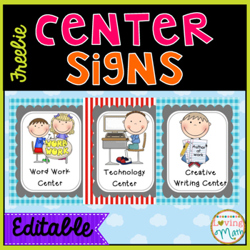 Huge Freebie Center Signs Editable By Loving Math Tpt