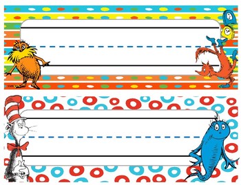 Dr Seuss Months, days, nameplates and calendar numbers | TpT