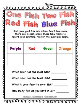 Dr. Seuss One Fish Two Fish Unit #2 by Hoperrific Homeschool | TpT