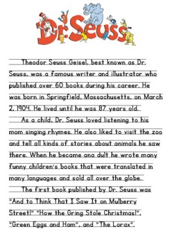 Preview of Dr. Seuss Passage Q&A's