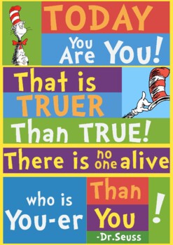 Dr. Seuss A3 Poster Library quote display | TPT