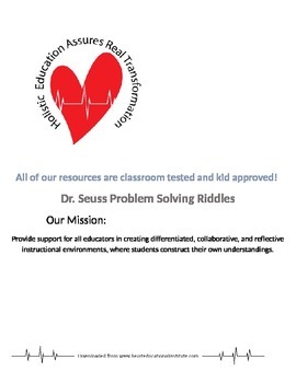 Preview of Dr. Seuss Problem Solving Pages