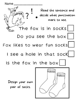 Dr. Seuss Punctuation - Fox in Socks by kidzcallmemrsfulk | TPT