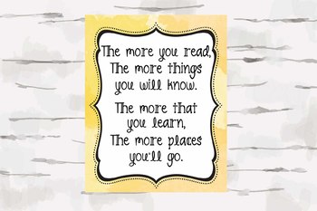 dr seuss quote the more you read yellow background 8x10 jpg tpt