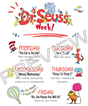 Dr. Seuss - Read Across America Week Flyer by MISC with Jess | TPT