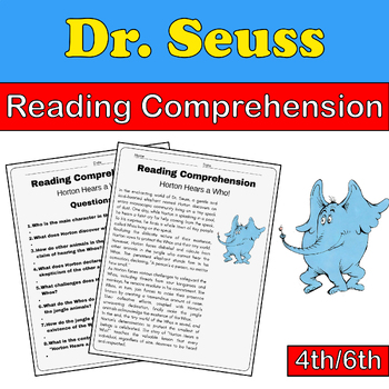 Dr. Seuss Reading Comprehension | Horton Hears a Who | Dr. Seuss Day ...