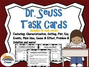 Preview of Dr. Seuss Close Read Writing Task Card Game Activities and Small Group Centers