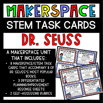 Preview of Dr. Seuss STEM Makerspace Activities Task Cards | Read Across America