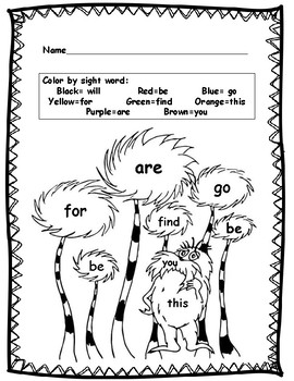 Dr. Seuss Sight Words by Colleen Scimia | TPT