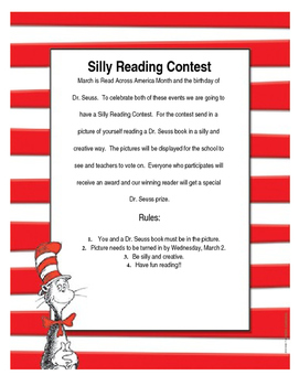 Preview of Dr. Seuss Silly Reading Contest Editable