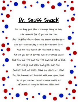 Dr. Seuss Snack and Poem by Reece's Resources | TPT