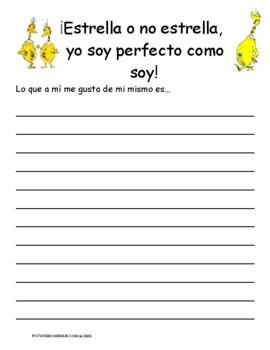 Dr. Seuss Sneetches Writing Activity Bilingual English and Spanish