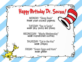 dr seuss spirit week by kyliprek teachers pay teachers